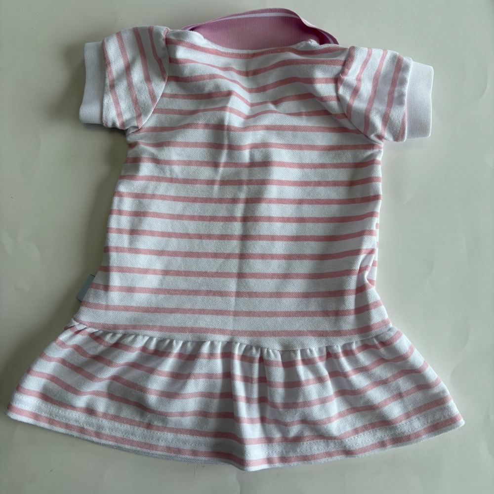 Badgley Mischka Infant Girls 6-9M Striped Pink White Polo Dress Embroider Anchor - Picture 2 of 6